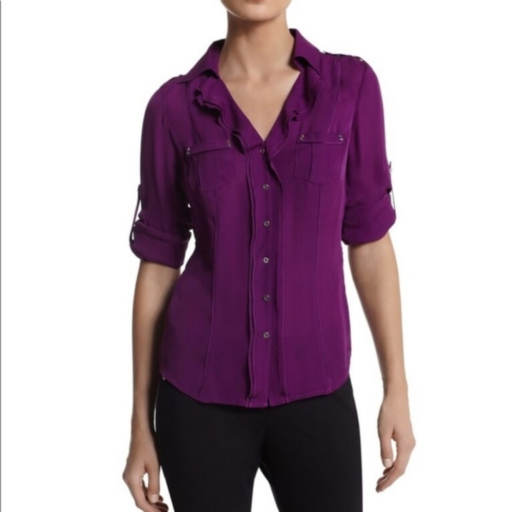 Magenta button down blouse - Picture 8 of 8